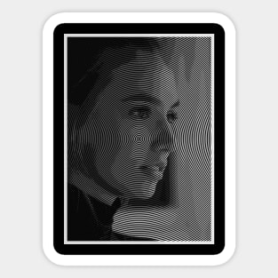 A Woman Portrait In Spiral Lines Sticker